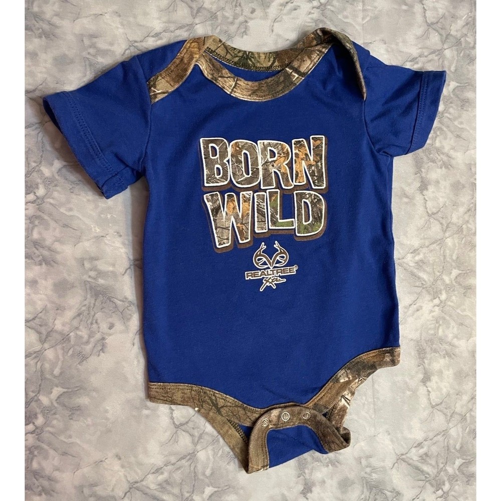 Realtree Born Wild Baby Onesie Bodysuit Clothes Outfit, Size 6-9 months